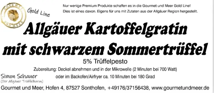 Gourmet und Meer Gold Line  Allgäuer Kartoffel Gratin mit Trüffeln 500g – Bild 2